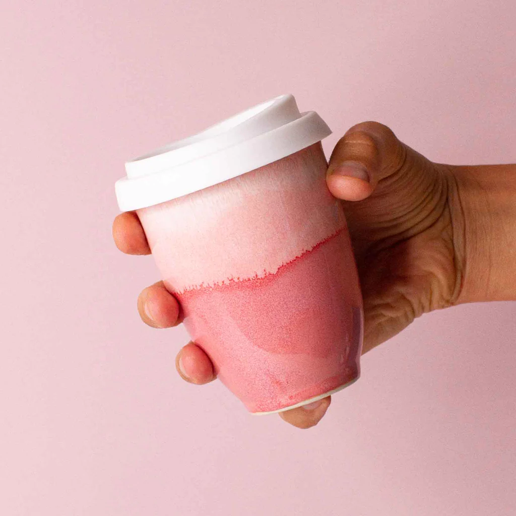 Raspberry Beret Ceramic Travel Cup - Image 2