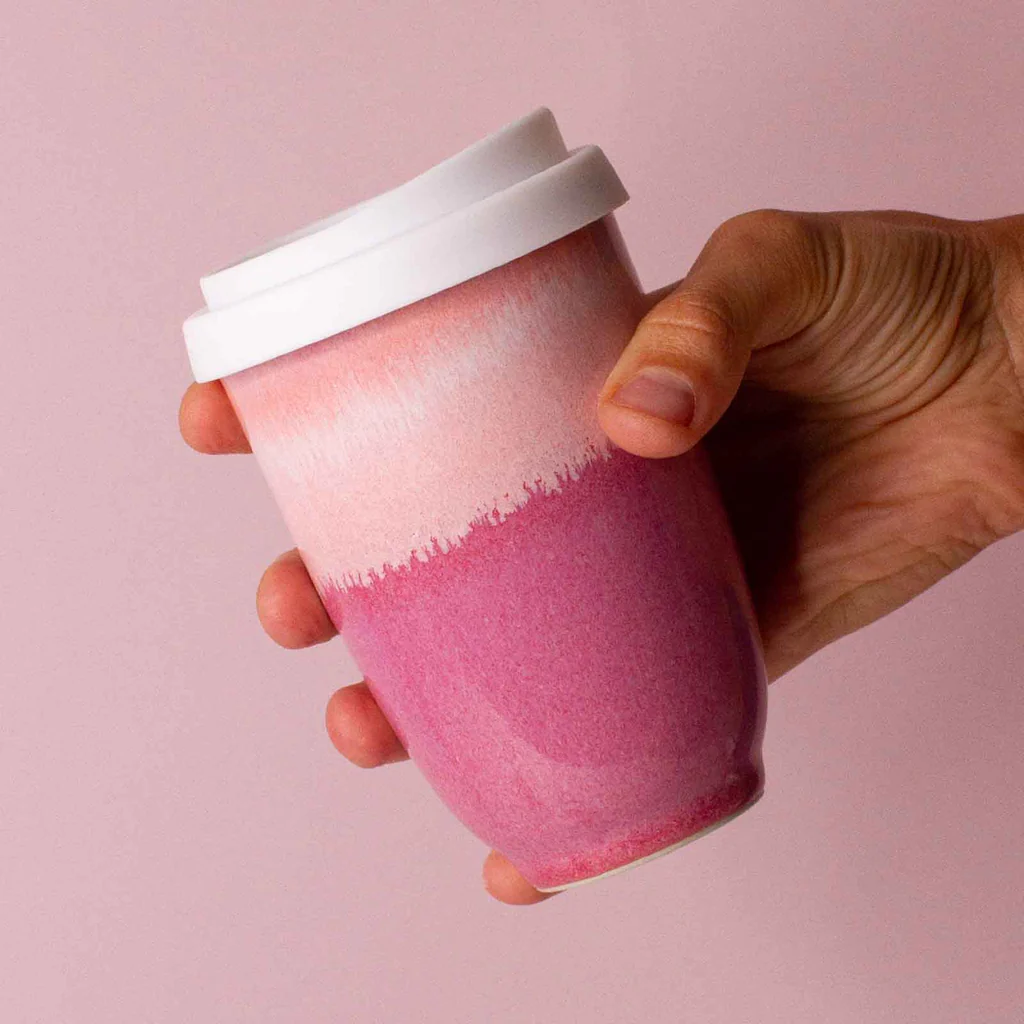 Raspberry Beret Ceramic Travel Cup - Image 3